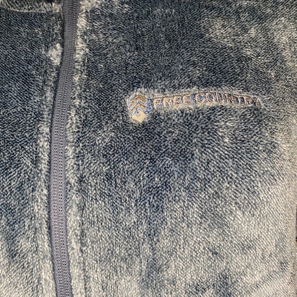 Free Country Plush Butter Pile Blue Soft Cozy Fleece Hooded Jacket Sz Large VGC - Picture 3 of 6